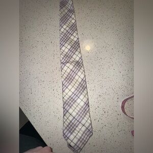 Lombardo Men’s Standard Adult Tie Linen/Silk Made in Italy Purple/White checkerd